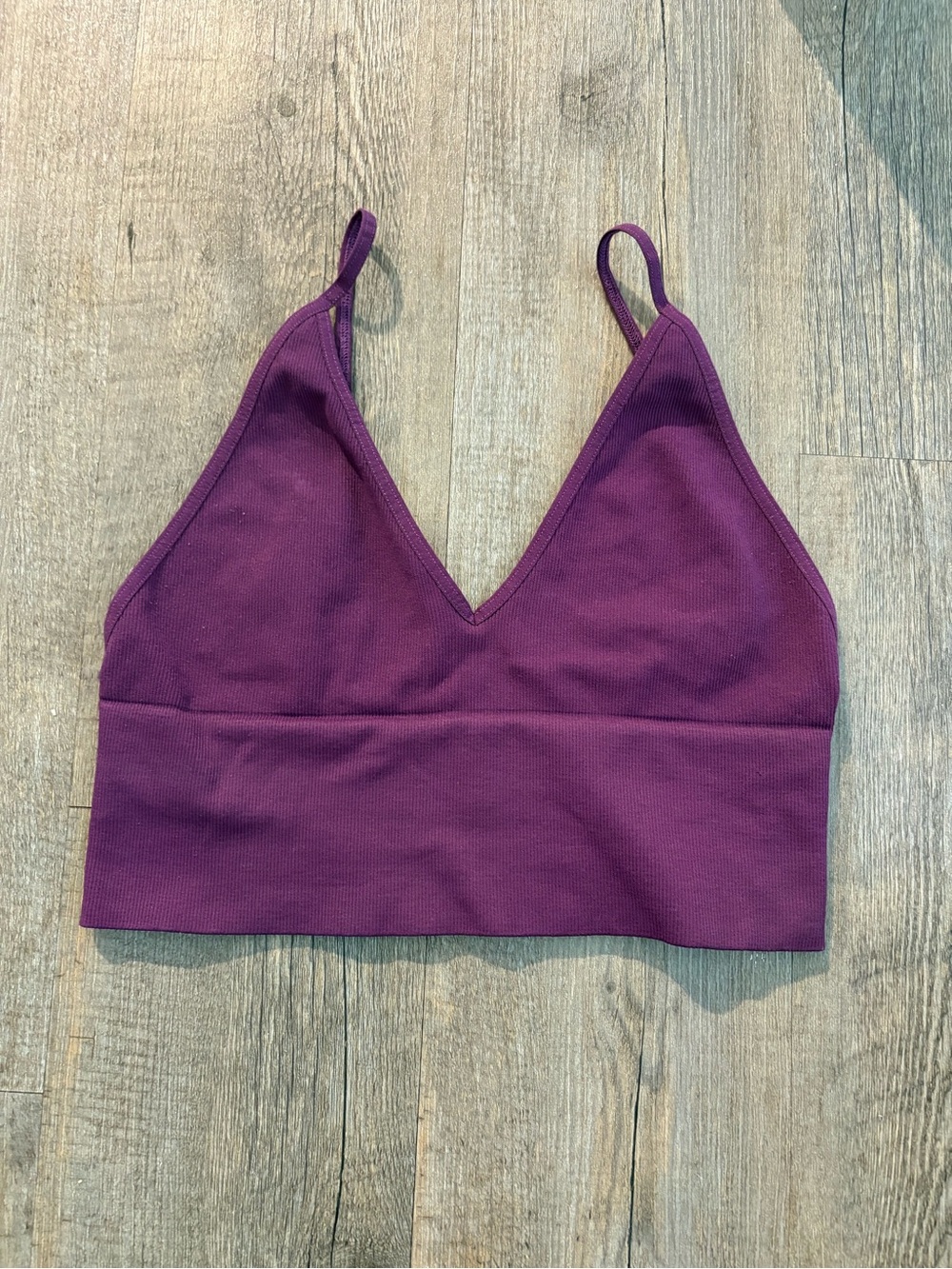 Seamless Deep V Ribbed Bralette — Purple